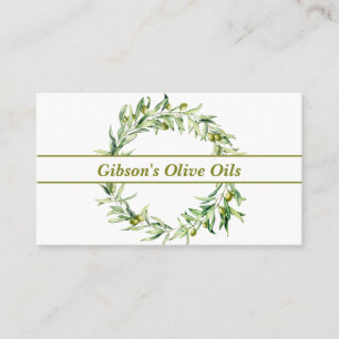 Elegant Olive Branch Wreath Olive Oil  Business Card