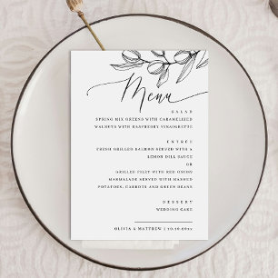 Elegant olive. Delicate botanical Italian wedding Menu