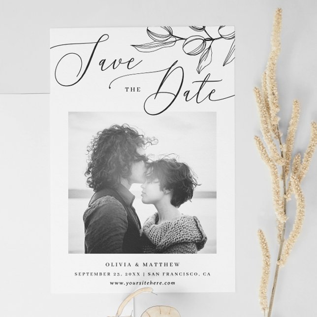 Elegant olive. Delicate botanical Italian wedding Save The Date (Creator Uploaded)