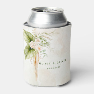 Elegant Olive Green and Gold Wedding Custom Can Cooler