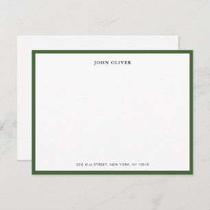 Elegant Olive Green border flat  Thank You Card