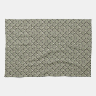 Elegant Olive Green Botanical Fan Pattern Neutral Tea Towel
