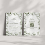 Elegant Olive Green Floral Garden QR Code Wedding Invitation<br><div class="desc">Elegant calligraphy & olive green floral wedding QR code all-in-one wedding invitation.</div>