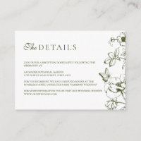Elegant Olive Green Floral Garden Wedding Details