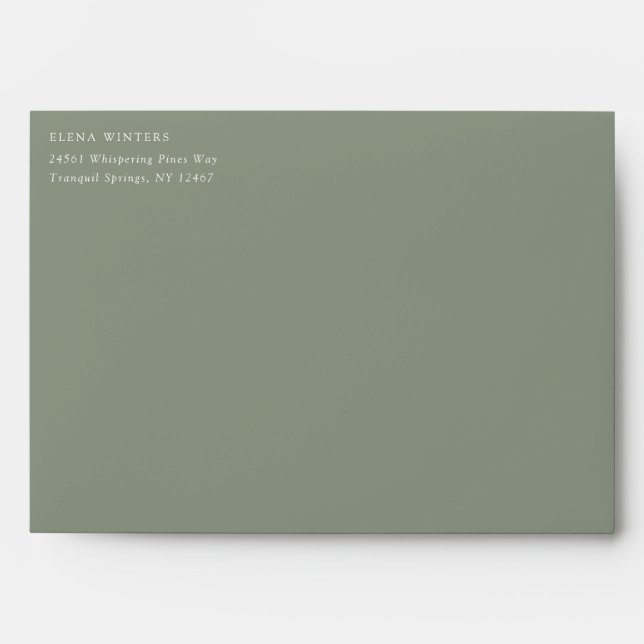 Elegant Olive Green French Roses Wedding Envelope (Front)