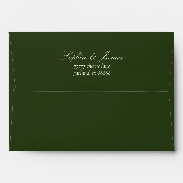 Elegant Olive Green Ivory Wedding Return Address Envelope (Back (Top Flap))