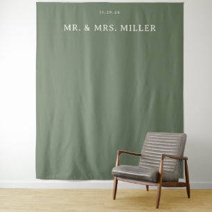 Elegant Olive Green Minimalist Tapestry