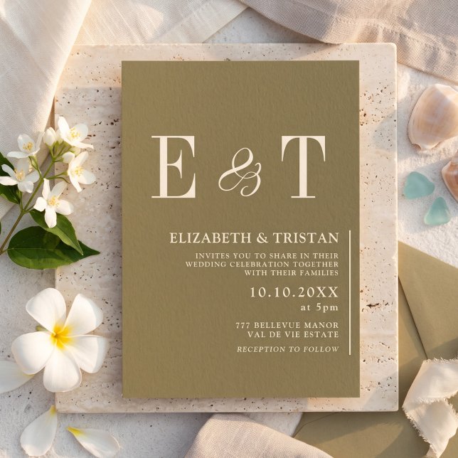 Elegant Olive Green Minimalist Wedding Invitation (Creator Uploaded)