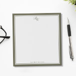 Elegant Olive Green Monogram Two Border Notepad<br><div class="desc">Create your own custom notepad with personalized monogram initials in an elegant modern typography alongside olive green border design.</div>