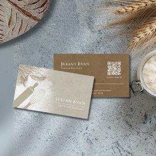 Elegant Olive Green Pastry Chef Artisan Bakery Business Card