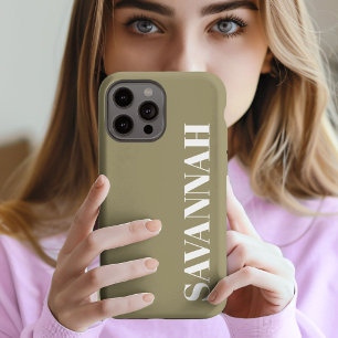 Elegant Olive Green personalised name simple iPhone 13 Pro Max Case