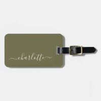 Elegant Olive Green Script Name Personalised   