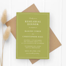 Elegant Olive Green Script Rehearsal Dinner