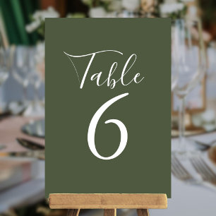 Elegant Olive Green Script Table Numbers
