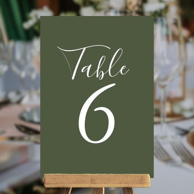 Elegant Olive Green Script Table Numbers (Elegant Olive Green Script Table Numbers)