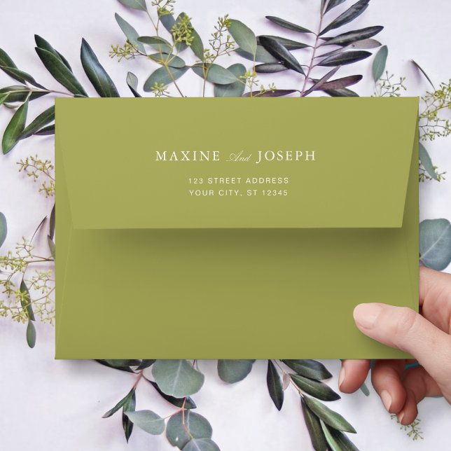 Elegant Olive Green Script Wedding Envelope (Elegant olive green script wedding envelopes add a personal touch to your invitations.)