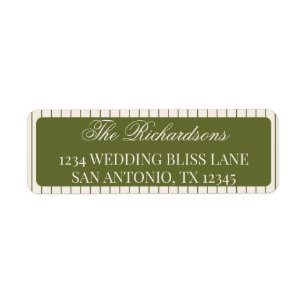 Elegant Olive Green Stripes Wedding Return Address