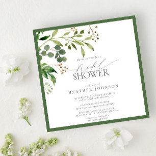 Elegant Olive Green Watercolor Bridal Shower Invitation