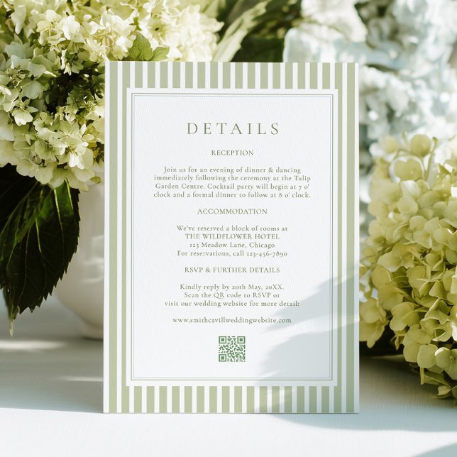 Elegant Olive Green Wedding Details Card (Creator Uploaded)