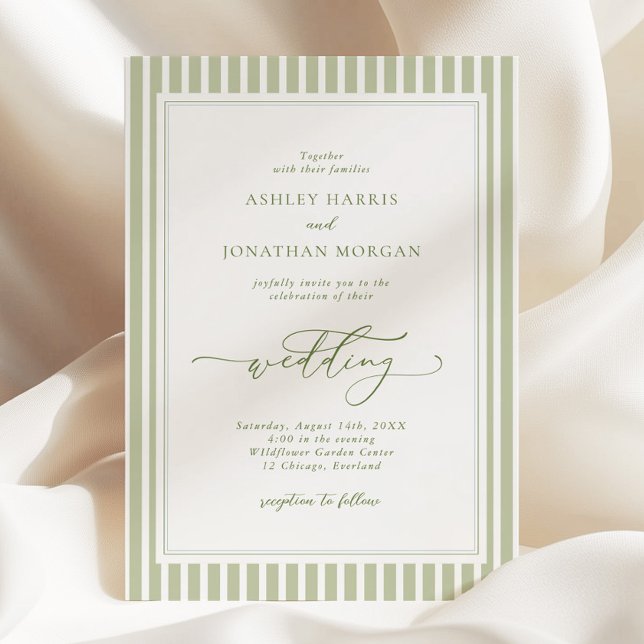Elegant Olive Green Wedding Invitation (Creator Uploaded)