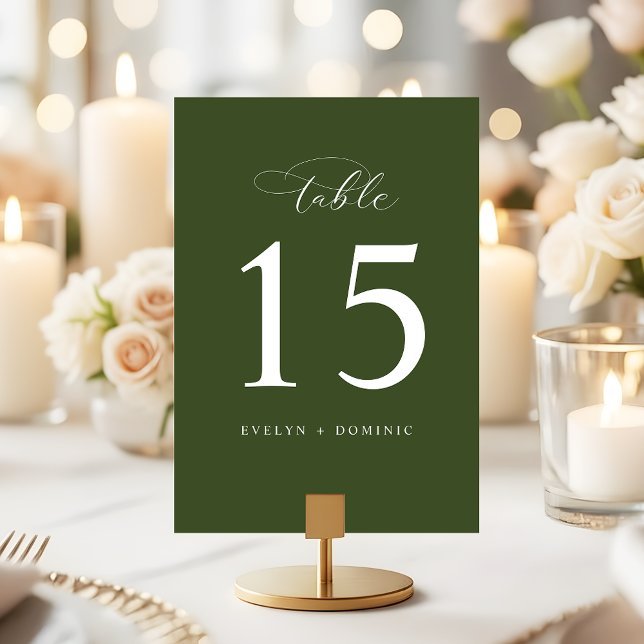 Elegant Olive Green Wedding Table Number Cards (Creator Uploaded)