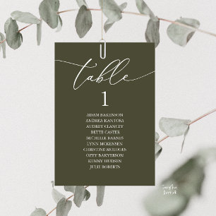 Elegant Olive Green Wedding Table Seating Chart Number
