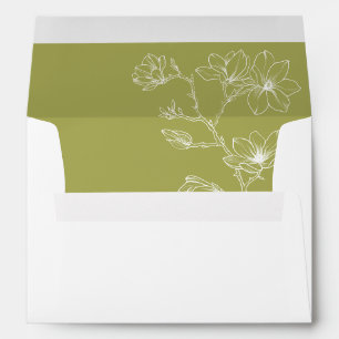 Elegant Olive Green & White Floral Wedding Envelope