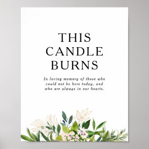 Elegant Olive Greenery This Candle Burns Wedding Poster