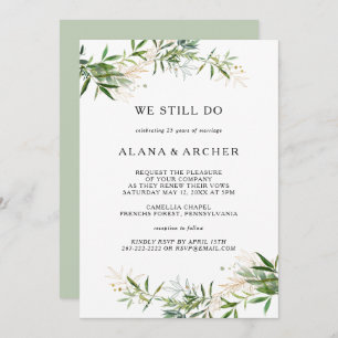 Elegant Olive Greenery We Still Do Vow Renewal Inv Invitation