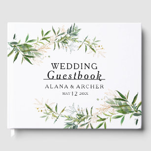 Elegant Olive Greenery Wedding Guest Book