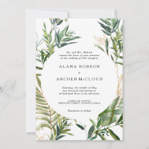 Elegant Olive Greenery Wedding Invitation