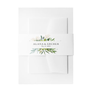 Elegant Olive Greenery Wedding Invitation Belly Band