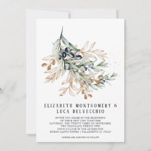 Elegant Olive Grove   Boho Botanical Invitation