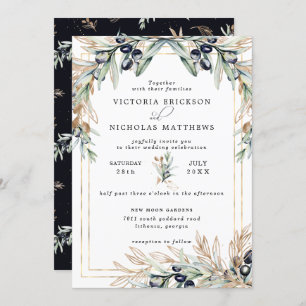 Elegant Olive Grove   Boho Botanical Invitation