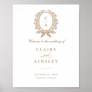 Elegant Olive Leaf Wreath Vintage Welcome Sign