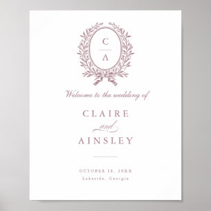 Elegant Olive Leaf Wreath Vintage Welcome Sign