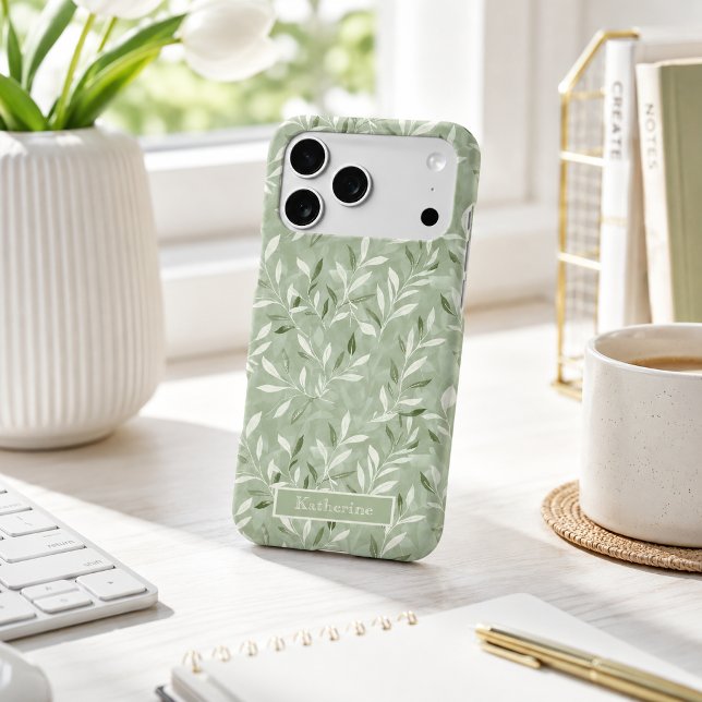 Elegant Olive Leaves Pattern Custom Name (Creator Uploaded)