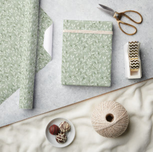 Elegant Olive Leaves Pattern Wrapping Paper
