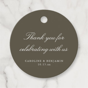Elegant Olive Script Wedding Custom Thank You Favour Tags