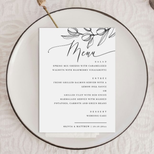 Elegant Olive Script Wedding | Italian Botanical Menu (Creator Uploaded)