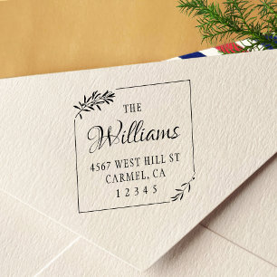 Elegant Olive Square Return Address Self-inking Stamp