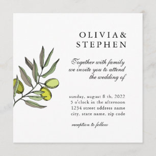 Elegant olive. Traditional classic Wedding Invitation