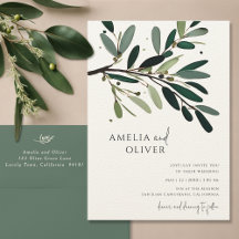 Elegant Olive Tree Branch Minimalist Wedding