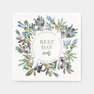 Elegant olive tree branches Italian Tuscan wedding Napkin
