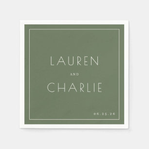 Elegant Olive Typographic Napkin