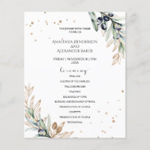 Elegant olive Wedding Program card.