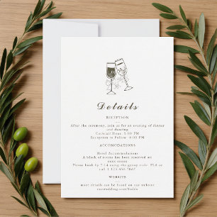 Elegant Olive wood Green Wedding Details Card