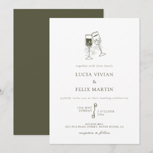 Elegant Olive wood Green Wedding Invitation