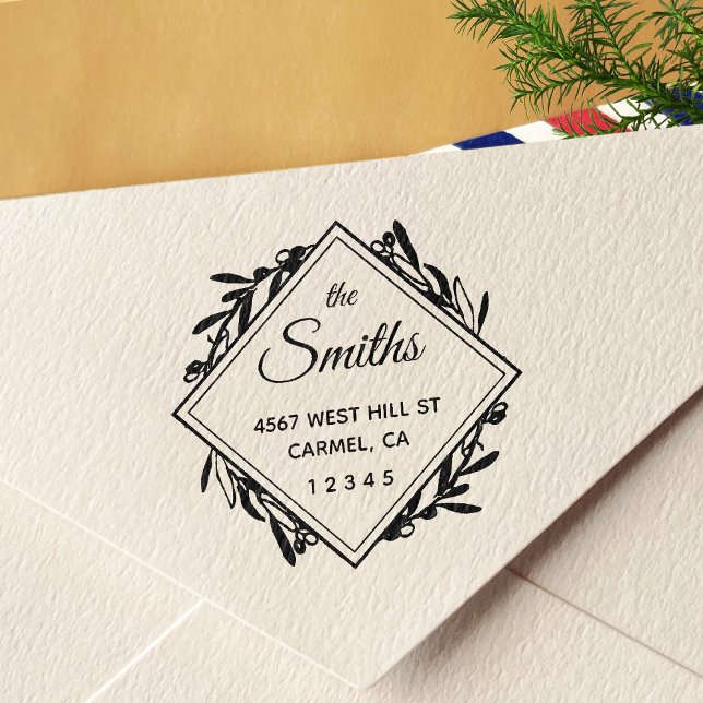 Elegant Olive Wreath Return Address Self-inking Stamp (Creator Uploaded)