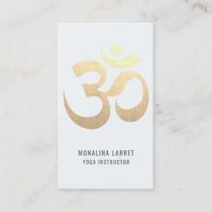 Elegant Om Gold Meditation Symbol Yoga Instructor Business Card